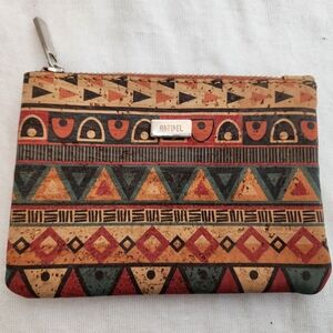 Artipel Cork Mini Coin Purse Portugal Cork Leather Aztec Geometric Design